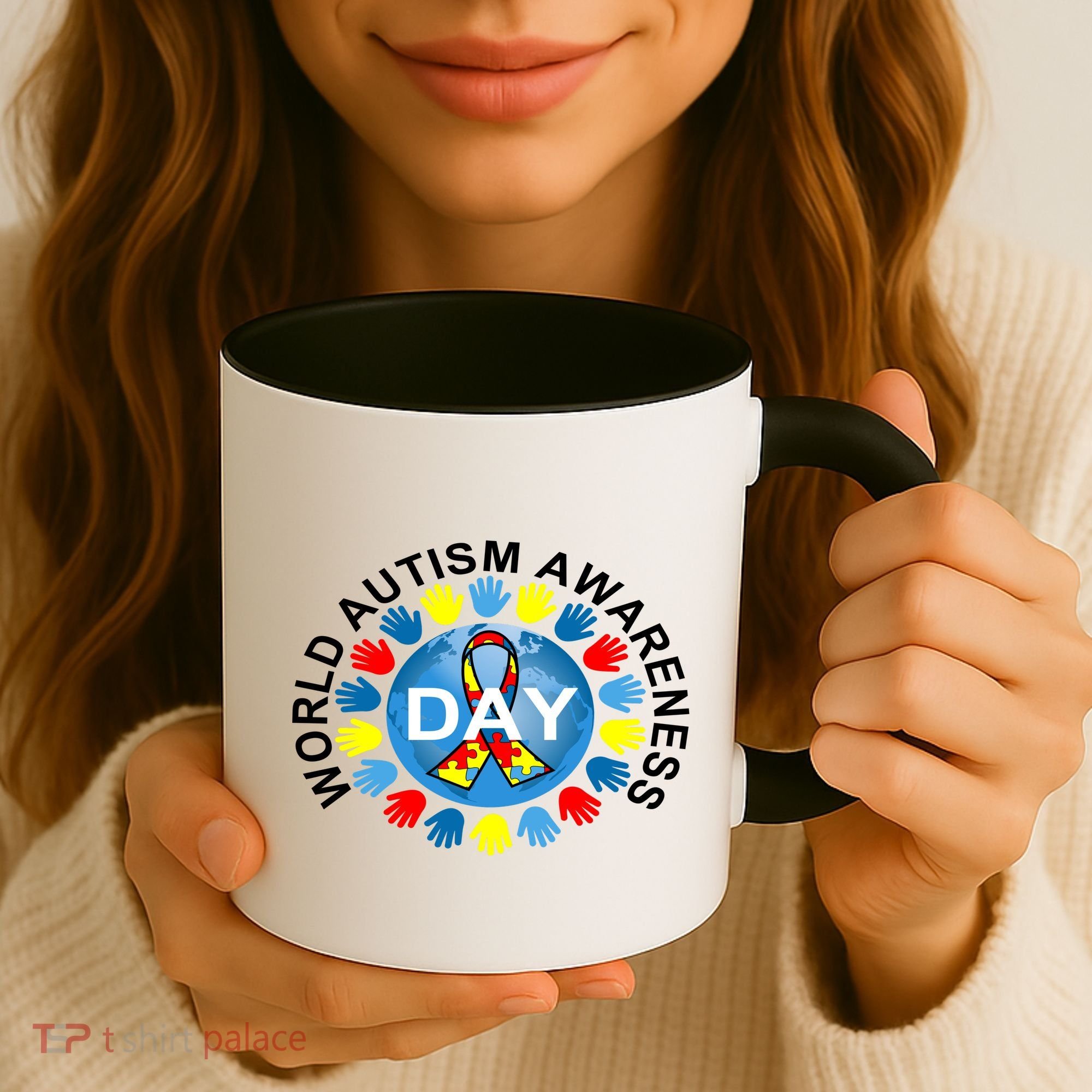 World Autism Awareness Day Earth Puzzle Ribbon Coffee Mug