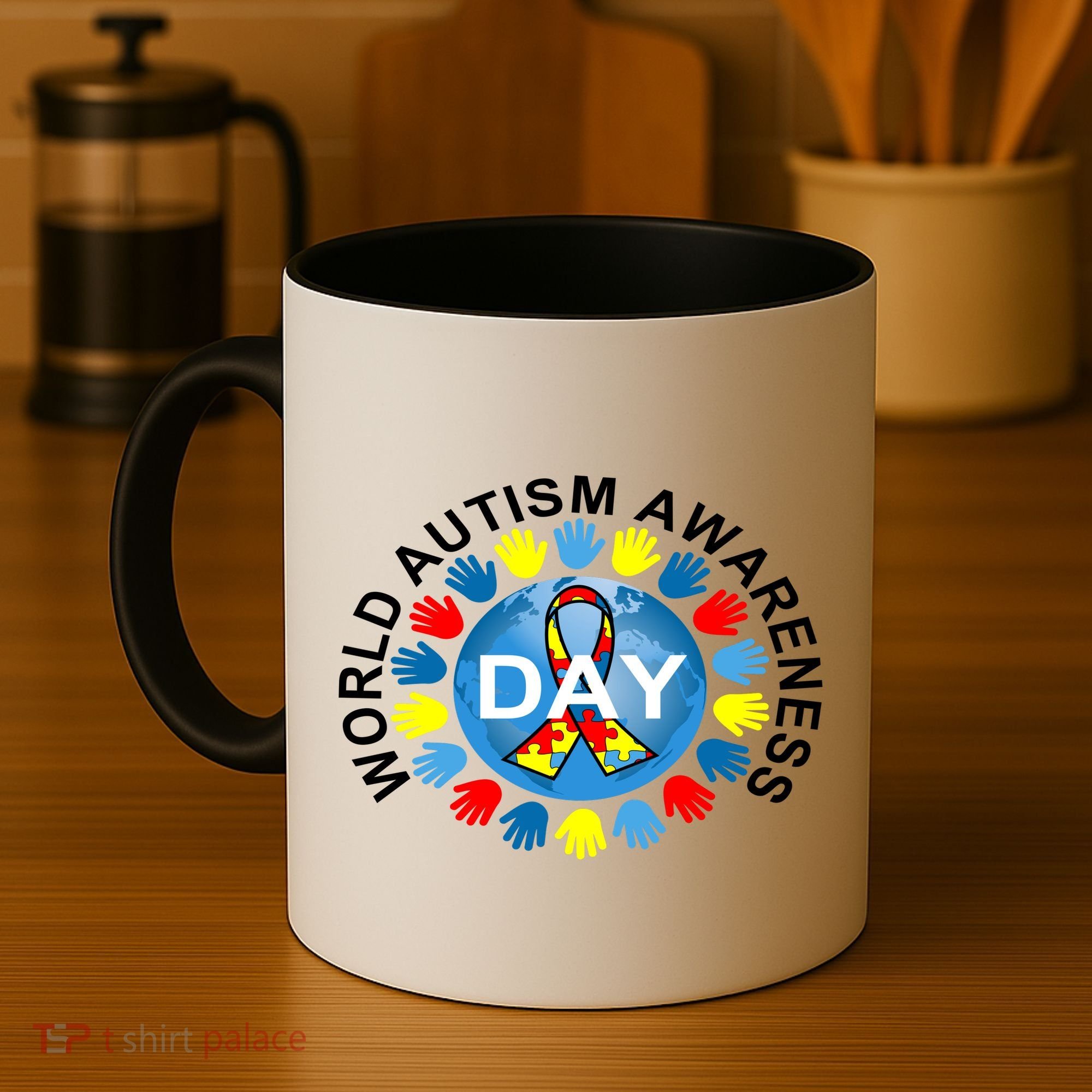 World Autism Awareness Day Earth Puzzle Ribbon Coffee Mug