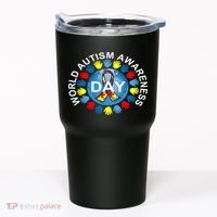 World Autism Awareness Day Earth Puzzle Ribbon Tumbler thumb 0