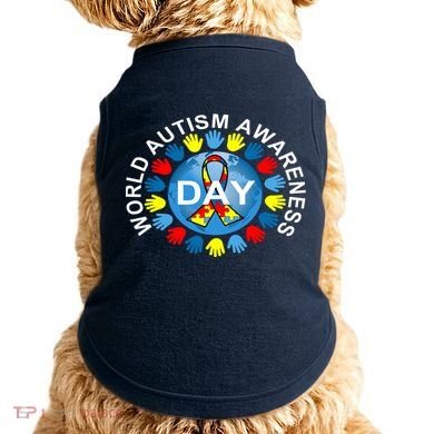World Autism Awareness Day Earth Puzzle Ribbon Doggie Tank