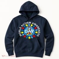 World Autism Awareness Day Earth Puzzle Ribbon Hoodie thumb 0