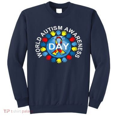 World Autism Awareness Day Earth Puzzle Ribbon Sweatshirt