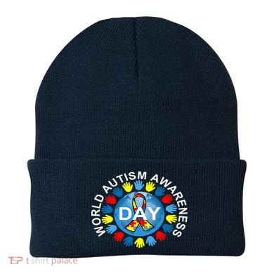World Autism Awareness Day Earth Puzzle Ribbon Beanie