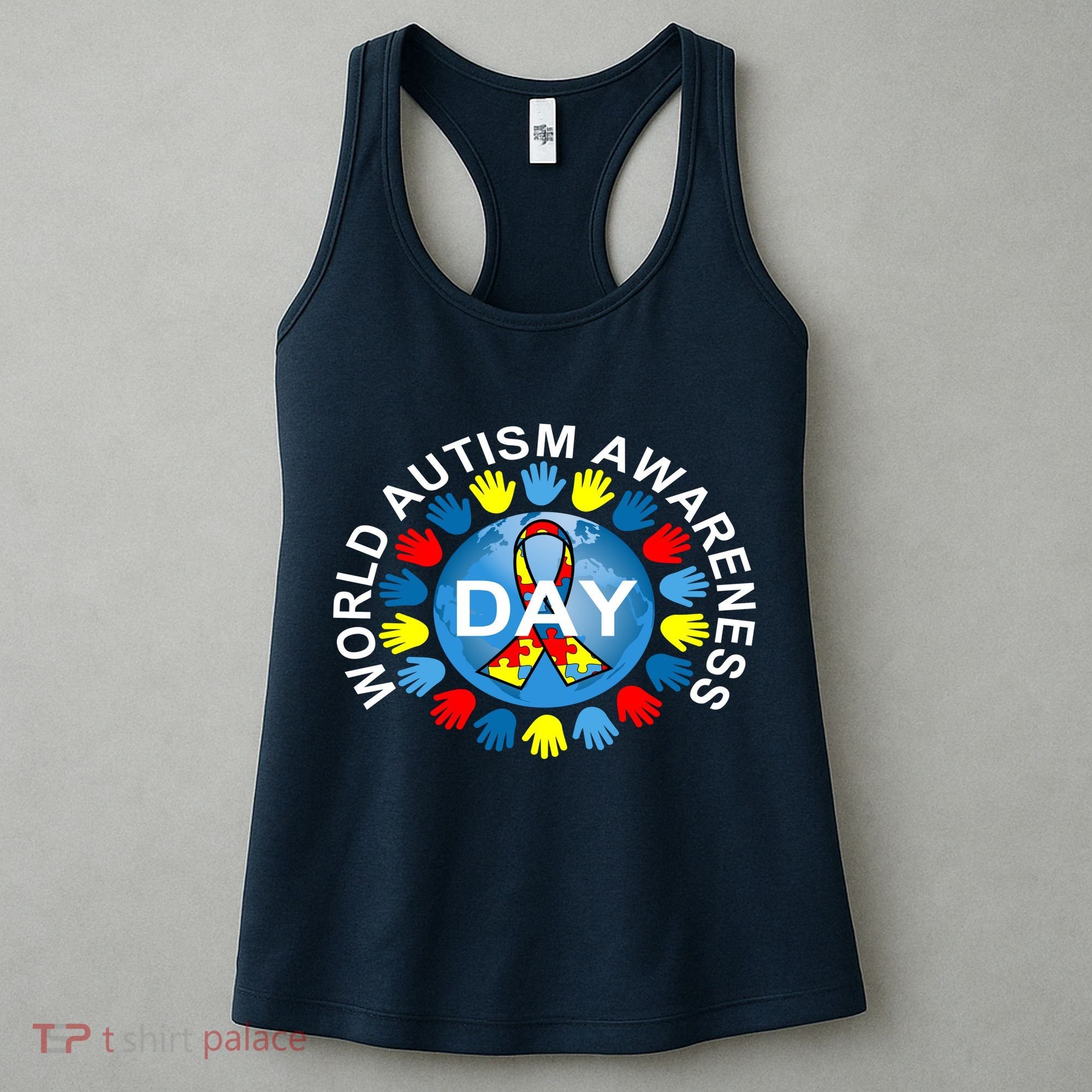 World Autism Awareness Day Earth Puzzle Ribbon Women's Tank Top