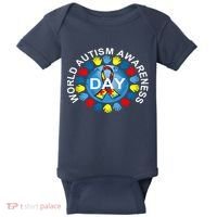 World Autism Awareness Day Earth Puzzle Ribbon Baby Bodysuit thumb 0