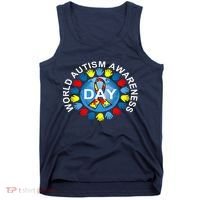 World Autism Awareness Day Earth Puzzle Ribbon Tank Top thumb 0