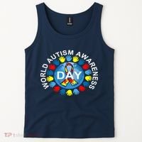World Autism Awareness Day Earth Puzzle Ribbon Tank Top thumb 2