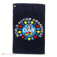 World Autism Awareness Day Earth Puzzle Ribbon Golf Towel thumb 0