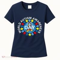 World Autism Awareness Day Earth Puzzle Ribbon Women's T-Shirt thumb 0