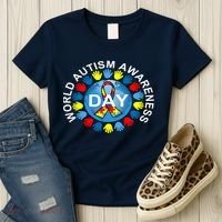 World Autism Awareness Day Earth Puzzle Ribbon Women's T-Shirt thumb 3