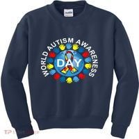 World Autism Awareness Day Earth Puzzle Ribbon Kids Sweatshirt thumb 0