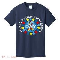 World Autism Awareness Day Earth Puzzle Ribbon Kids T-Shirt thumb 0