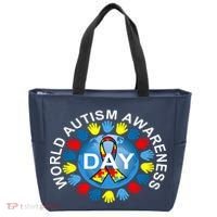 World Autism Awareness Day Earth Puzzle Ribbon Tote Bag thumb 0