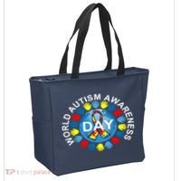 World Autism Awareness Day Earth Puzzle Ribbon Tote Bag thumb 2