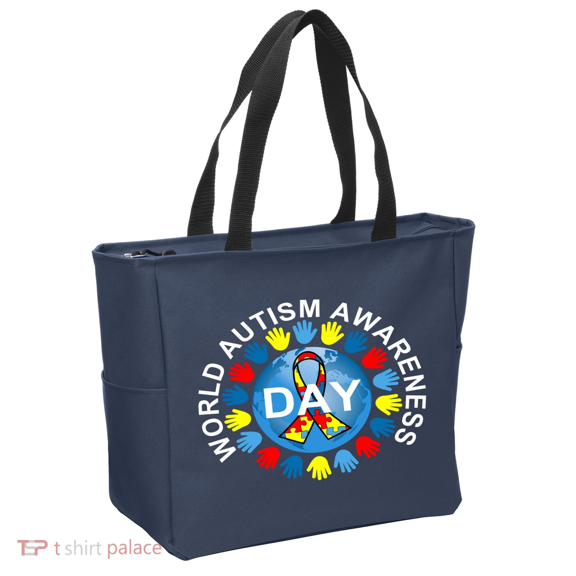 World Autism Awareness Day Earth Puzzle Ribbon Tote Bag