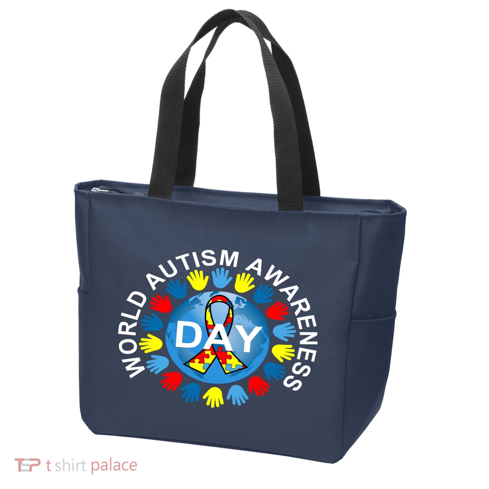 World Autism Awareness Day Earth Puzzle Ribbon Tote Bag