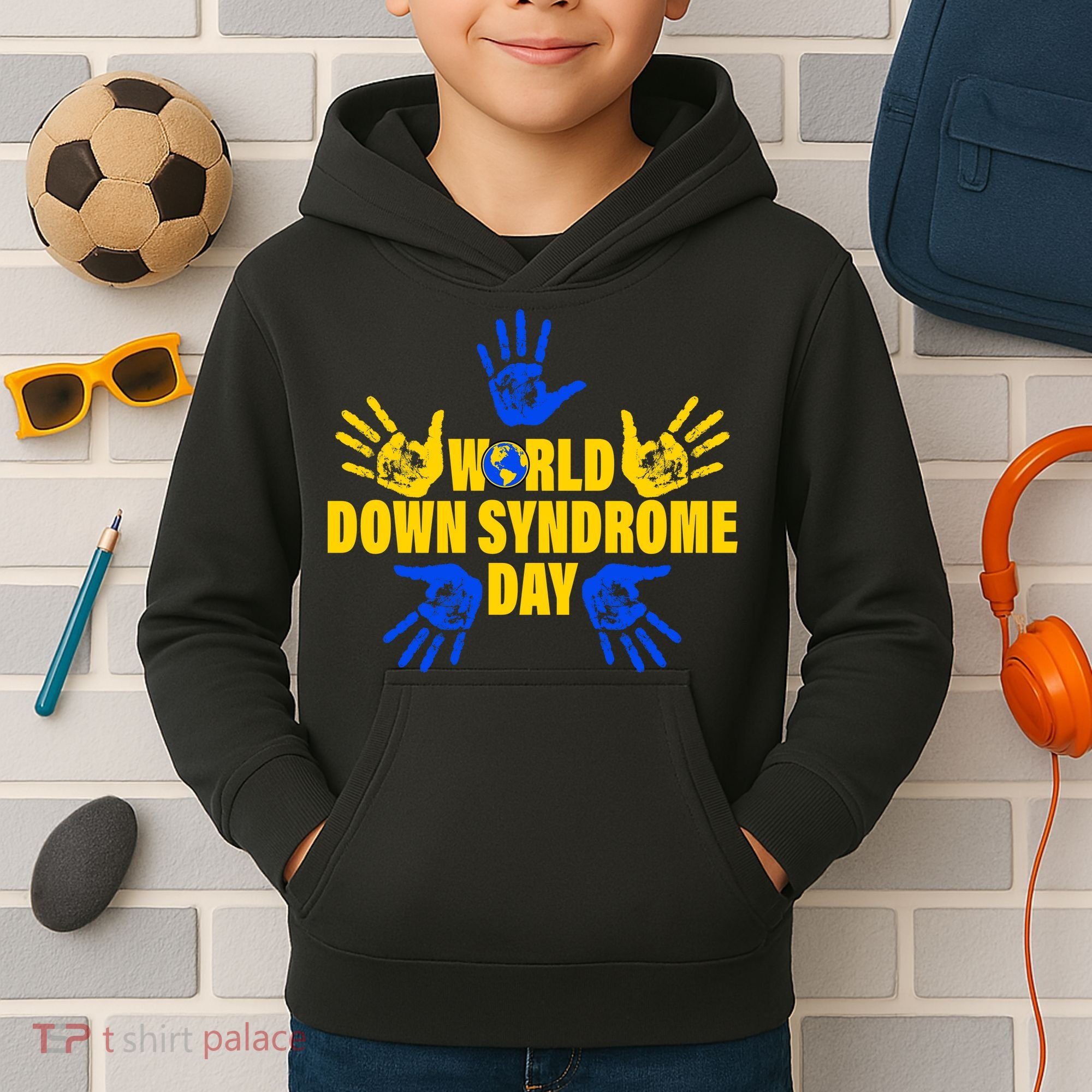 World Down Syndrome Day Hand Print Kids Hoodie