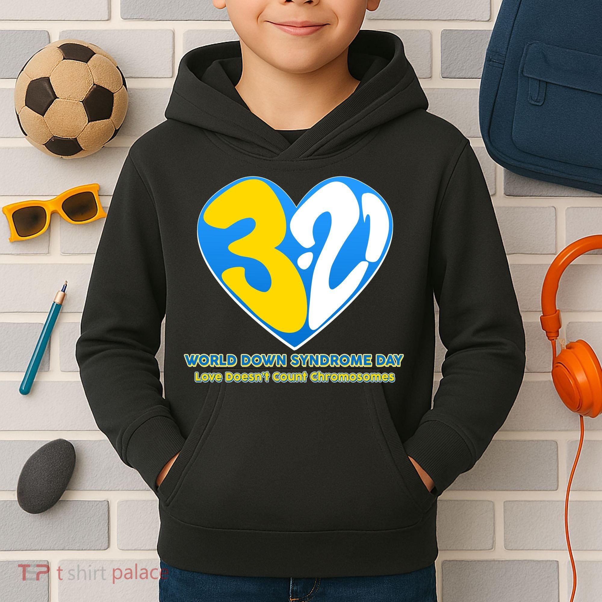 World Down Syndrome Day Love Doesn't Count Chromosomes Kids Hoodie