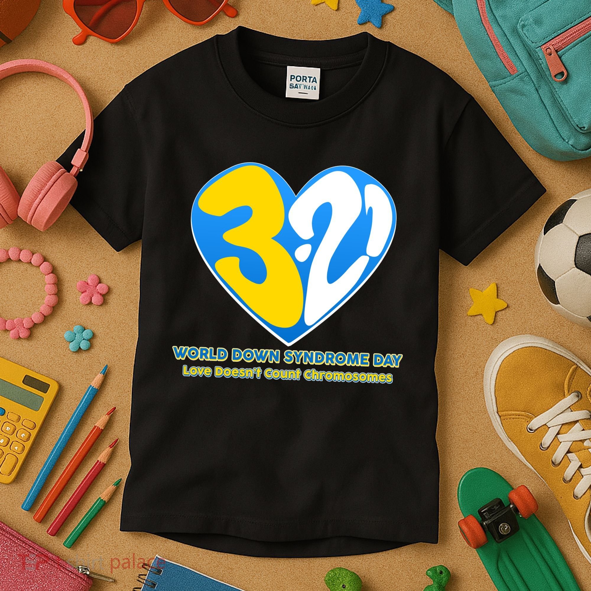 World Down Syndrome Day Love Doesn't Count Chromosomes Kids T-Shirt