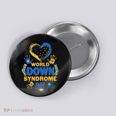 World Down Syndrome Day Painted Hands And Polka Dots  Button