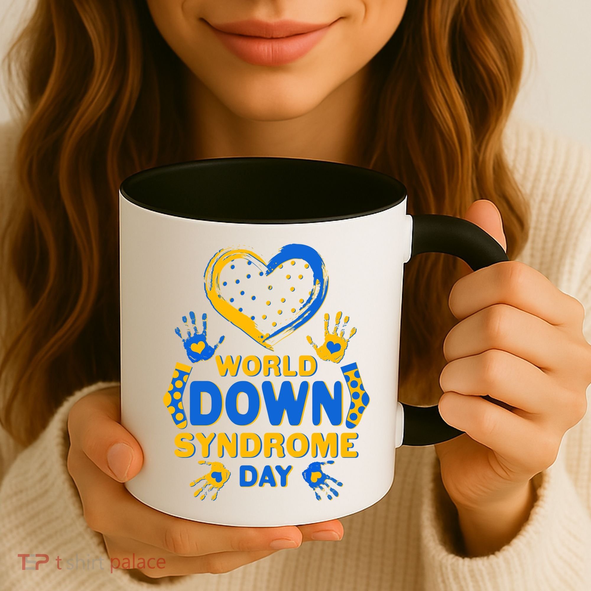 World Down Syndrome Day Painted Hands And Polka Dots  Coffee Mug