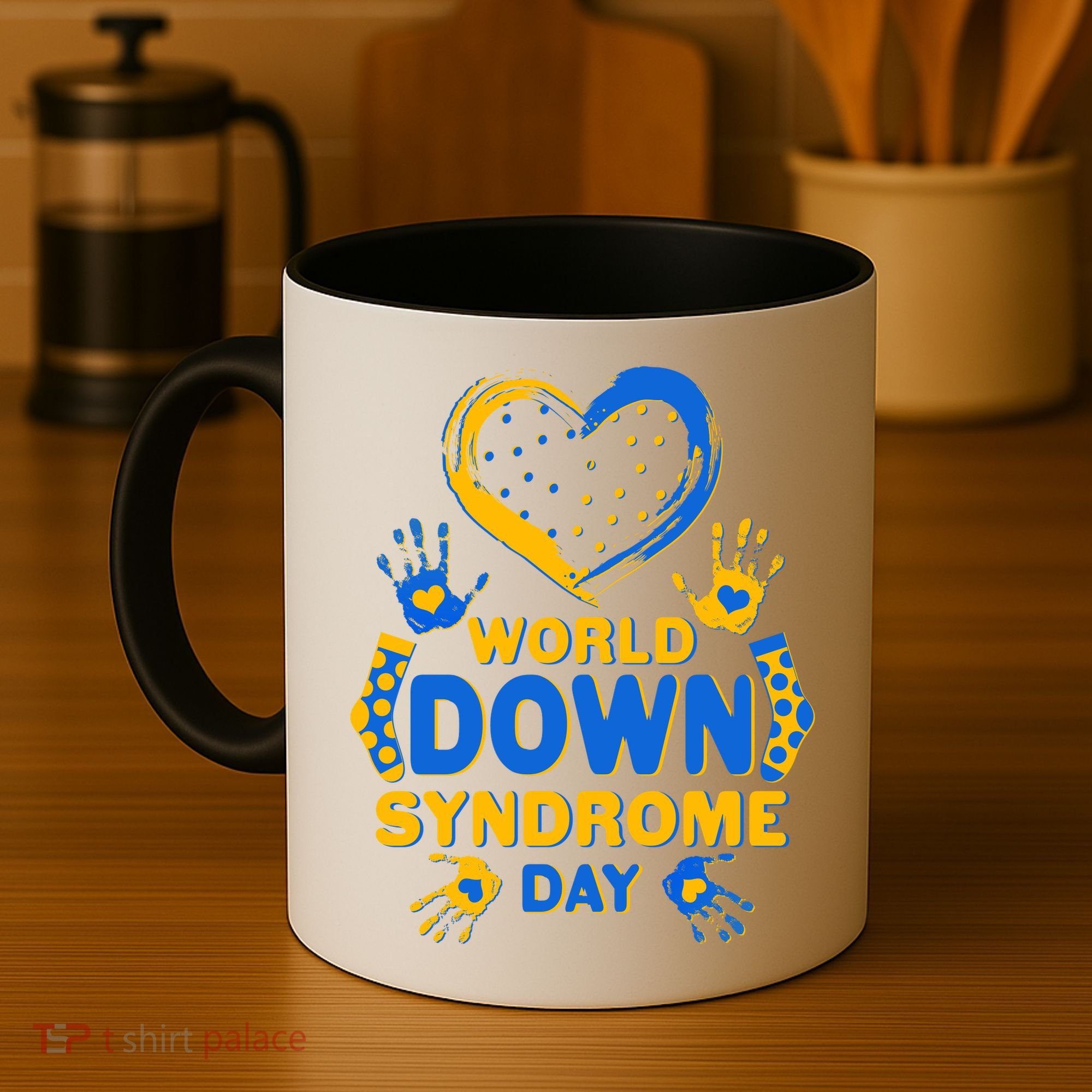 World Down Syndrome Day Painted Hands And Polka Dots  Coffee Mug