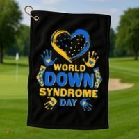 World Down Syndrome Day Painted Hands And Polka Dots  Golf Towel thumb 1