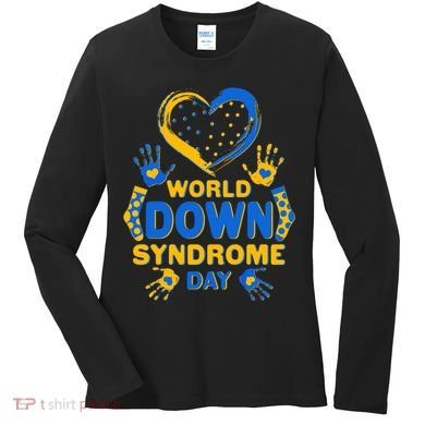 World Down Syndrome Day Painted Hands And Polka Dots  Women's Long Sleeve Shirt