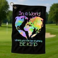 World Full Of Love Be Kind Golf Towel thumb 1
