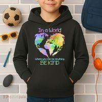World Full Of Love Be Kind Kids Hoodie thumb 2
