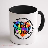 World Where You Can Be Anything Be Kind Autism Heart Coffee Mug thumb 1