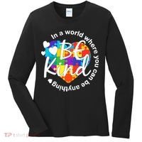 World Where You Can Be Anything Be Kind Autism Heart Women's Long Sleeve Shirt thumb 0