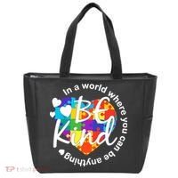 World Where You Can Be Anything Be Kind Autism Heart Tote Bag thumb 0