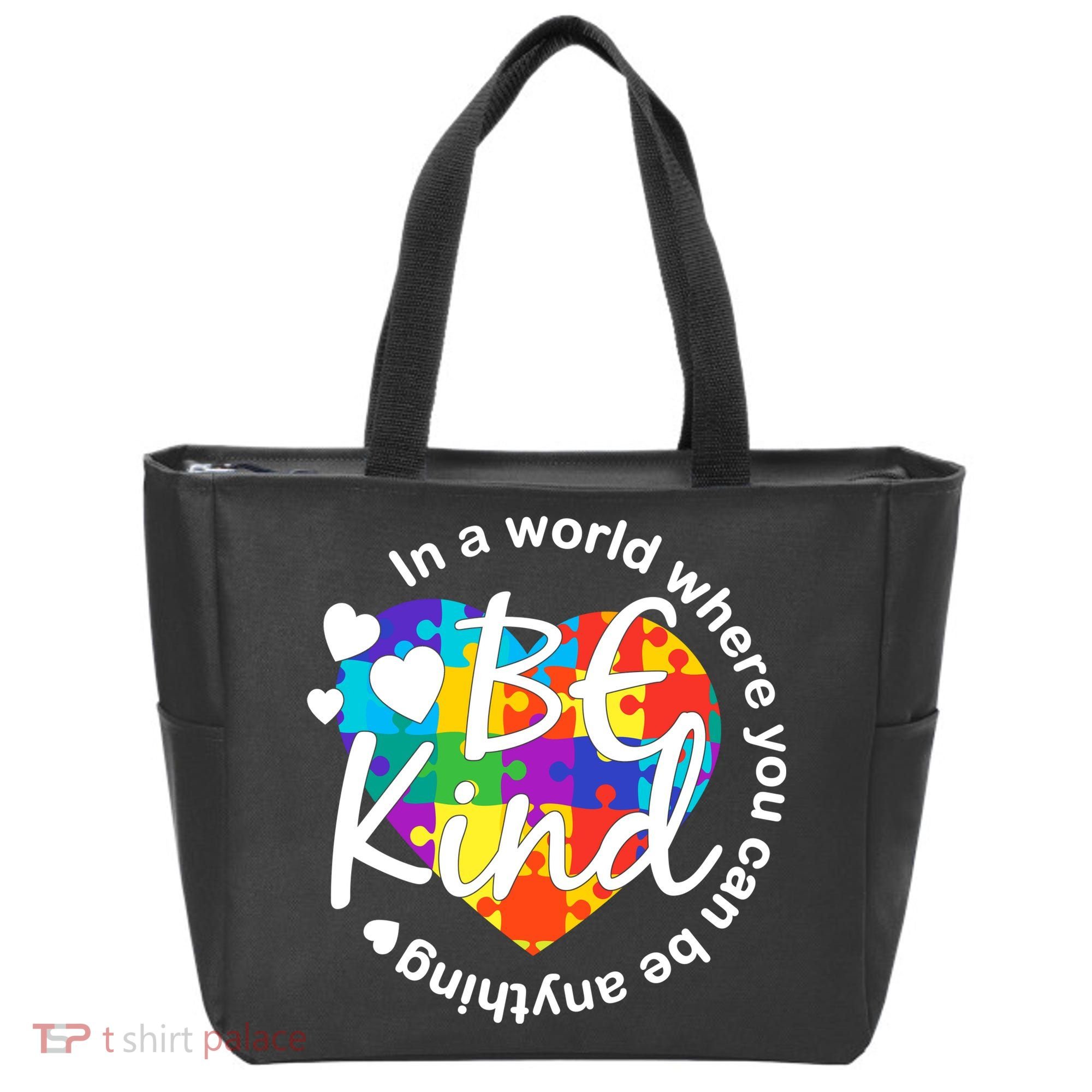 World Where You Can Be Anything Be Kind Autism Heart Tote Bag