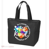 World Where You Can Be Anything Be Kind Autism Heart Tote Bag thumb 3