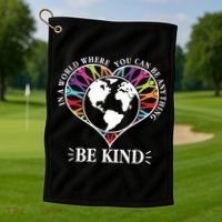World Where You Can Be Anything Be Kind World Unity Day Golf Towel thumb 1