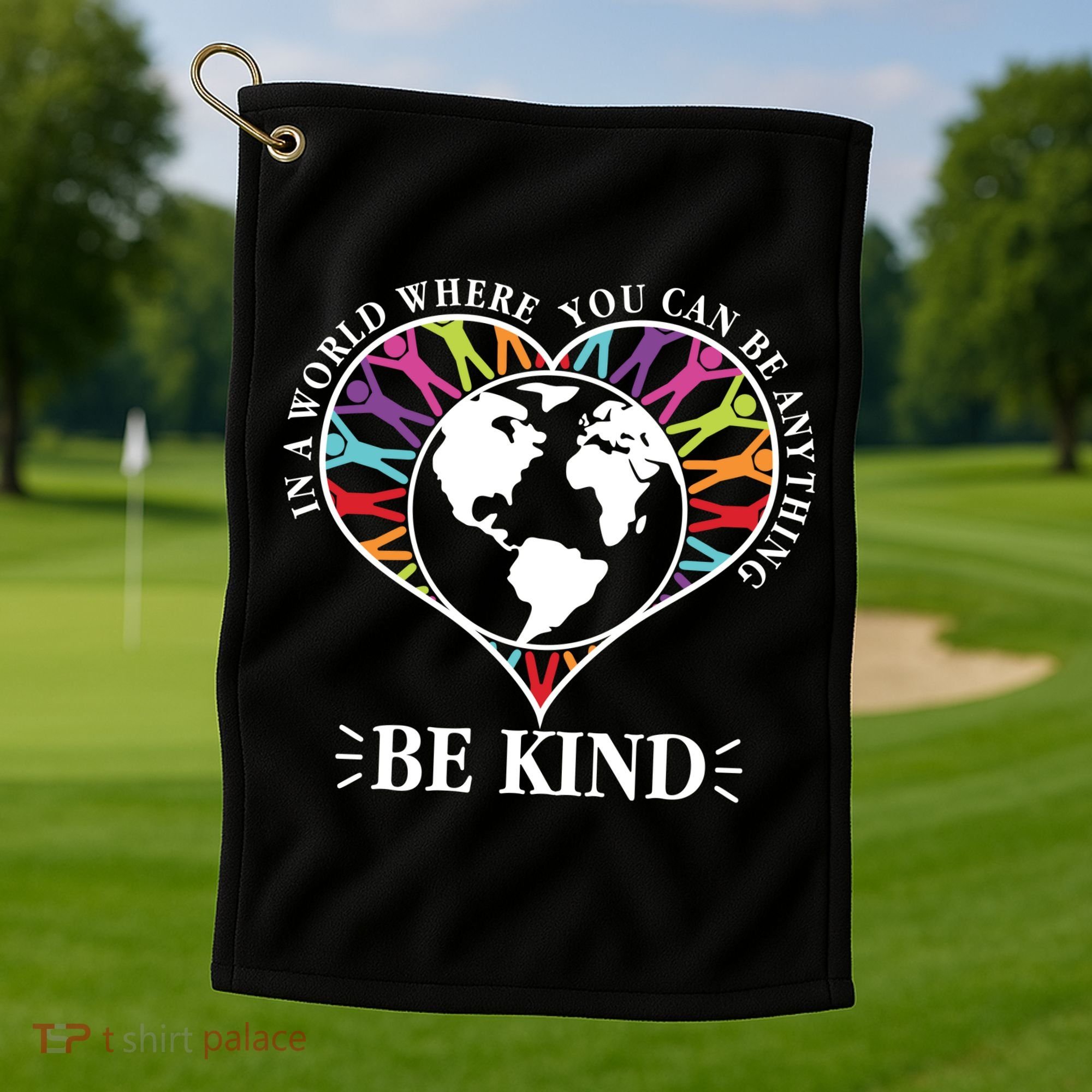 World Where You Can Be Anything Be Kind World Unity Day Golf Towel