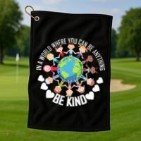 World Where You Can Be Kind Anti-Bullying Golf Towel thumb 1