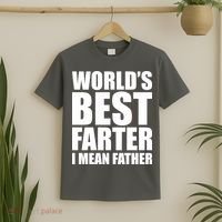 World's Best Farter I Mean Father Funny Dad Logo T-Shirt thumb 2