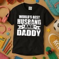 World's Best Husband And Daddy Kids T-Shirt thumb 3