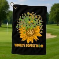 World's Dopest Mom Sunflower Golf Towel thumb 1