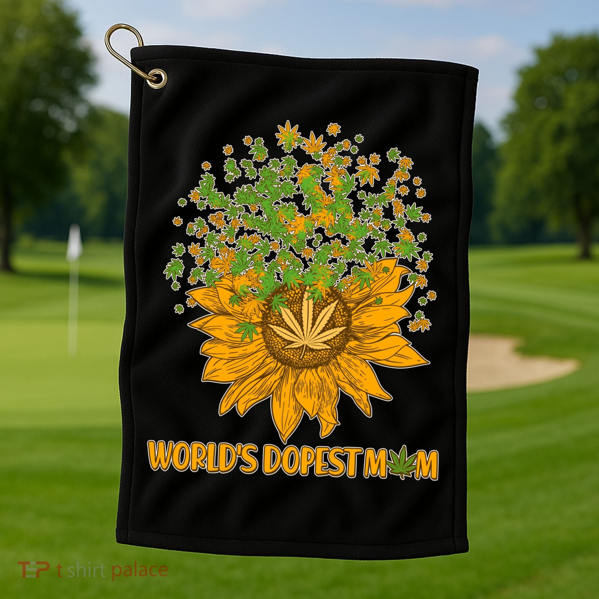 World's Dopest Mom Sunflower Golf Towel