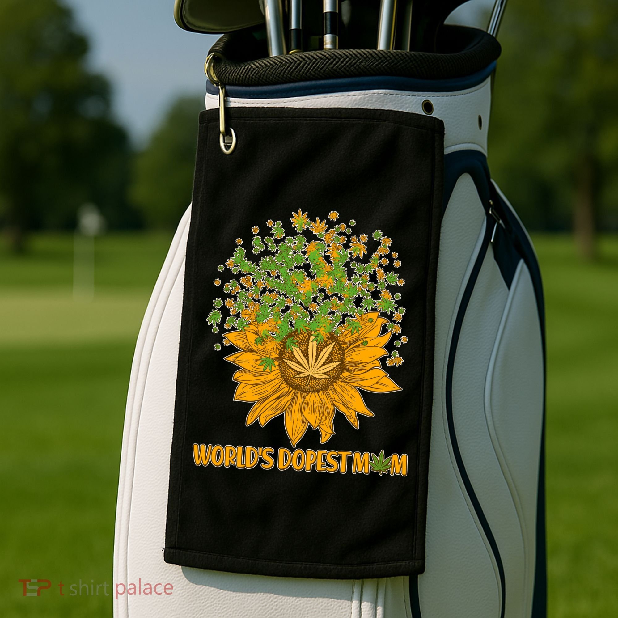 World's Dopest Mom Sunflower Golf Towel