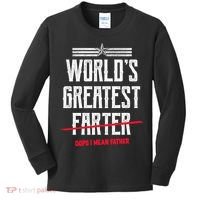 World's Greatest Farter Oops I Mean Father Kids Long Sleeve Shirt thumb 0