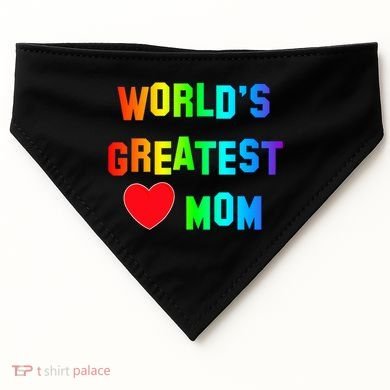 World's Greatest Mom Rainbow USA-Made Doggie Bandana