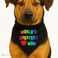 World's Greatest Mom Rainbow USA-Made Doggie Bandana thumb 1