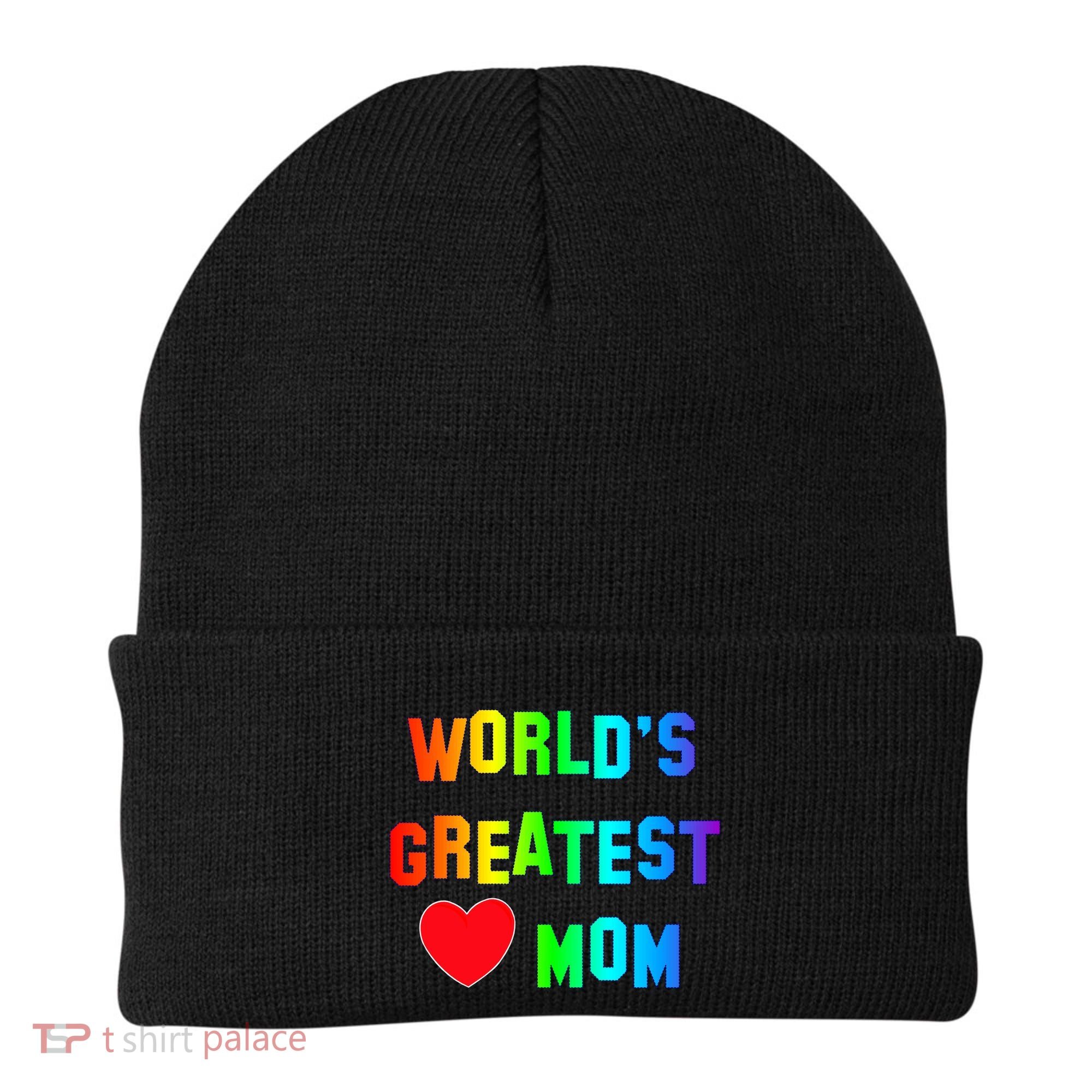 World's Greatest Mom Rainbow Beanie