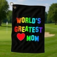 World's Greatest Mom Rainbow Golf Towel thumb 1