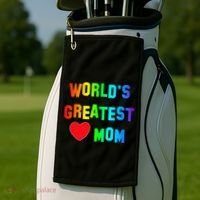 World's Greatest Mom Rainbow Golf Towel thumb 2