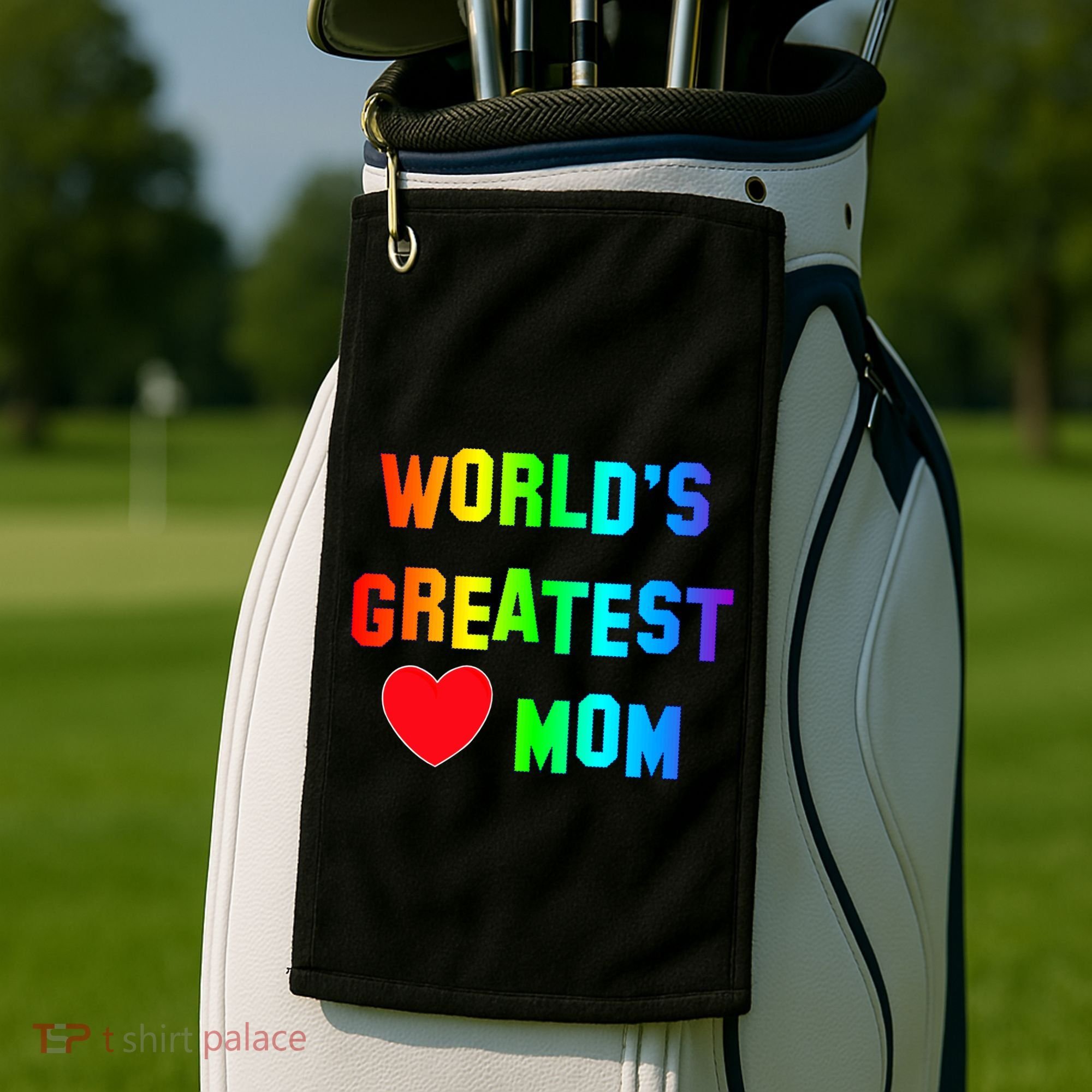 World's Greatest Mom Rainbow Golf Towel